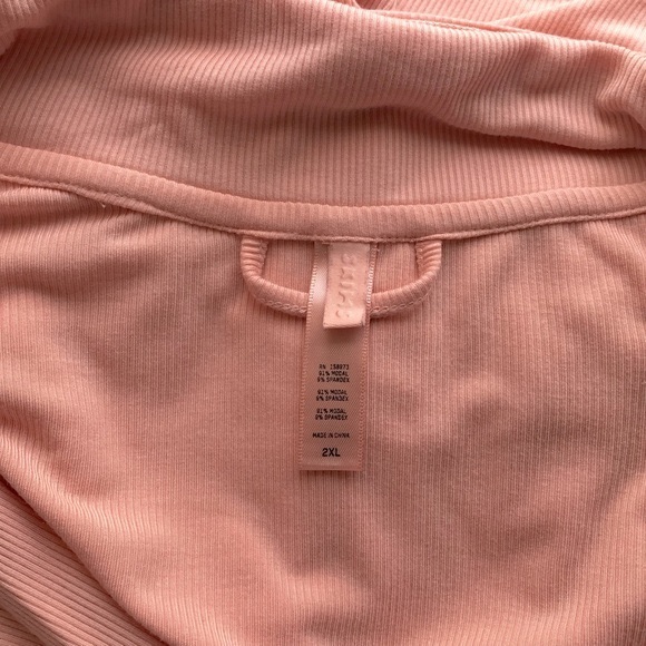 SKIMS peach ribbed super soft & stretchy button up pajama top size 2X NWOT - Picture 11 of 13